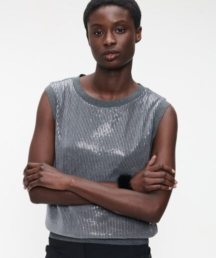 PALLINO Silver sequins TOP JANE LUSHKA