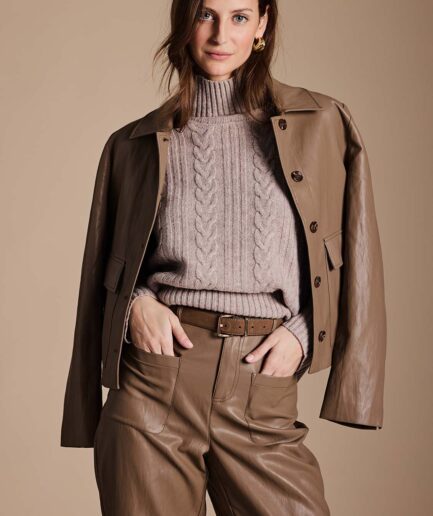 TAUPE merino-wol PULLOVER 253-7016-1 CATNOIR