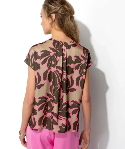 Olive Flowers Satin Blouse 2530 CATNOIR