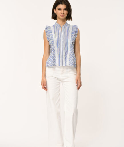 FL-CH-FLINA-P 161 BLANC/BLEU Top LA FEE MARABOUTÉE