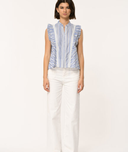 FL-CH-FLINA-P 161 BLANC/BLEU Top LA FEE MARABOUTÉE