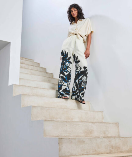 FL-PA-DEMERIS-F 939 ECRU/NOIR Pantalon LA FEE MARABOUTÉE