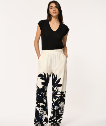 FL-PA-DEMERIS-F 939 ECRU/NOIR Pantalon LA FEE MARABOUTÉE