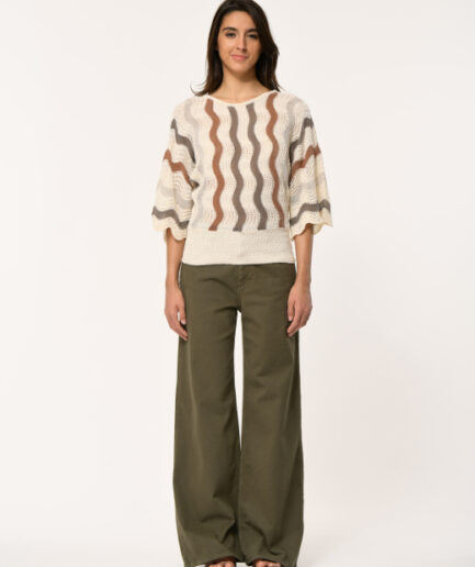 FL-PU-FLORIA 1672 ECRU/TAUPE Pullover LA FEE MARABOUTÉE