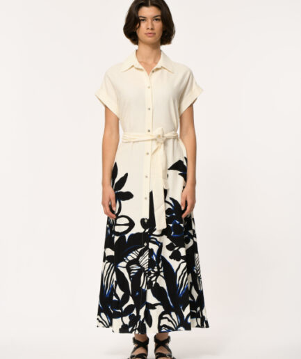 FL-RO-FATOU-F 939 ECRU/NOIR Dress LA FEE MARABOUTÉE