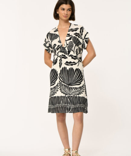 FL-RO-FINE-C 939 ECRU/NOIR Dress LA FEE MARABOUTÉE