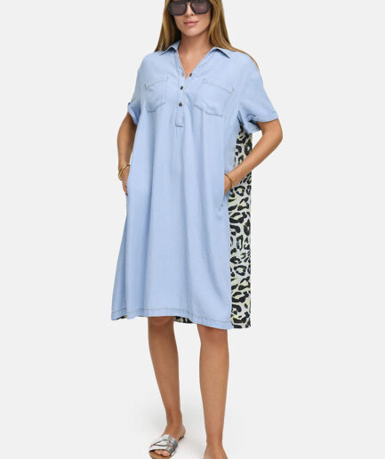 Yellow Leo Backprint Tencel Dress 3183 CATNOIR