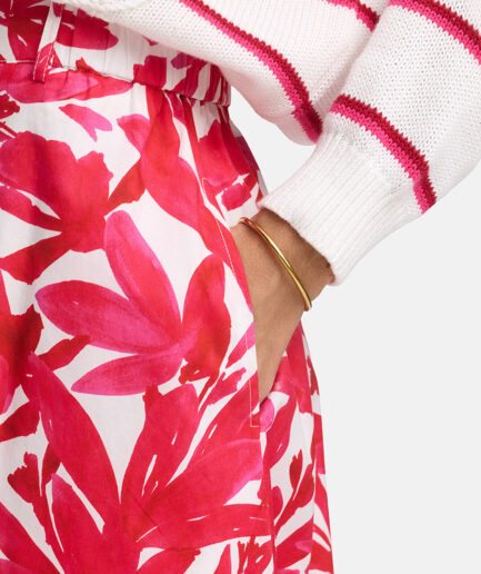 Pink Leaves Cotton Stretch Skirt 5160 CATNOIR