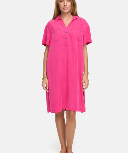 Pink Leaves Lyocell Back-print Dress 3183 CATNOIR